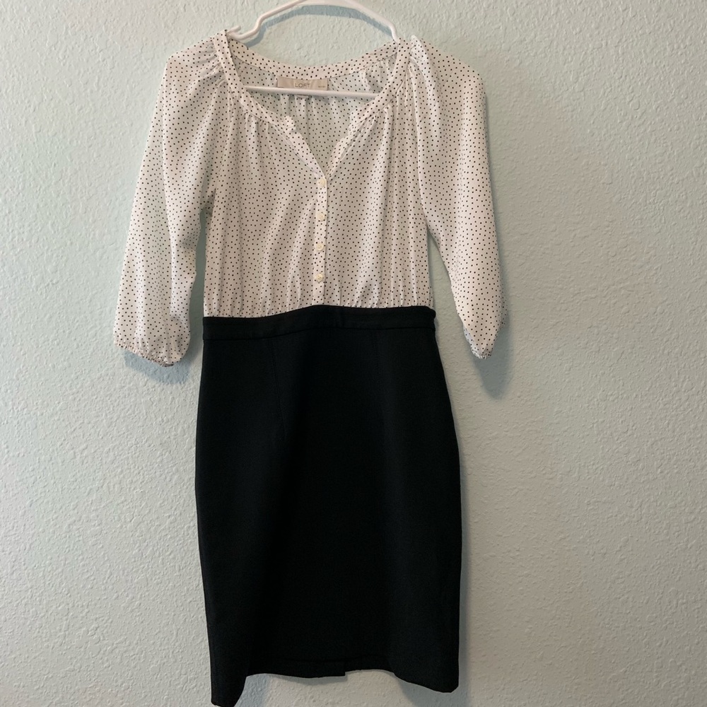 Loft Dress Polka Dot Dress Pencil Skirt Size